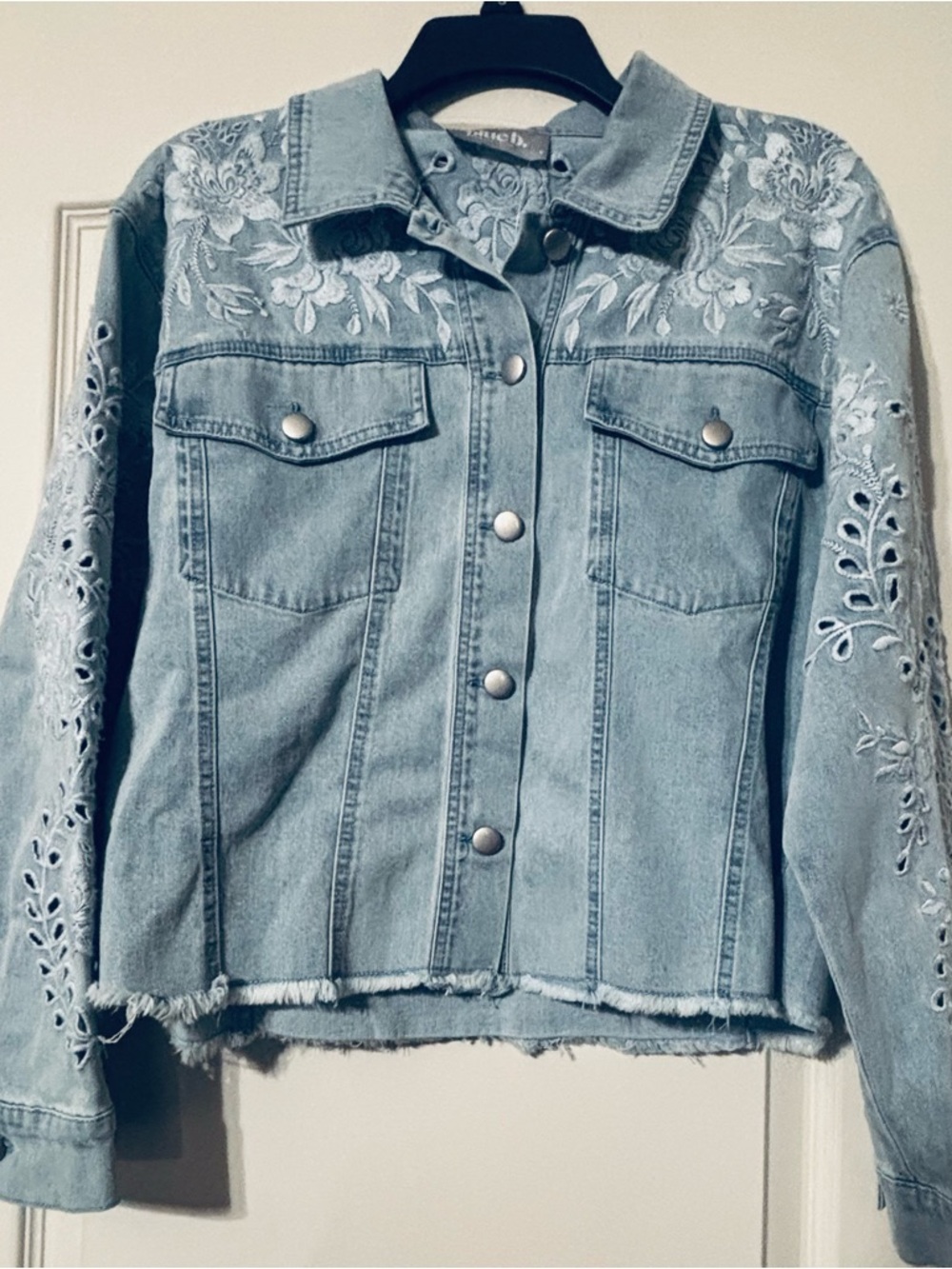 blue b. Light Blue Embroidered Denim Jacket - Women